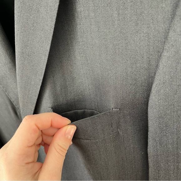 Pronto Uomo Signature Single Breasted 100% Wool Stone Gray Suit Jacket Size 42R - Picture 6 of 16